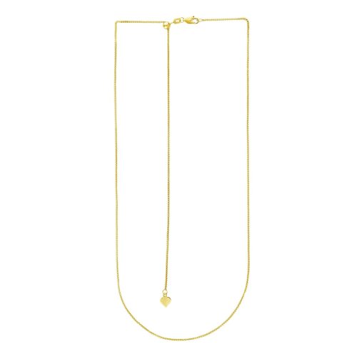 14k Yellow Gold Adjustable Wheat Chain (1.00 mm) - Image 2
