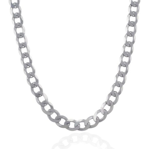 Rhodium Plated Sterling Silver Curb Style Chain (8.40 mm) - Image 2