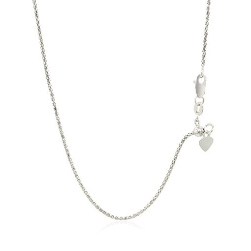 14k White Gold Adjustable Popcorn Chain (1.00 mm) - Image 3