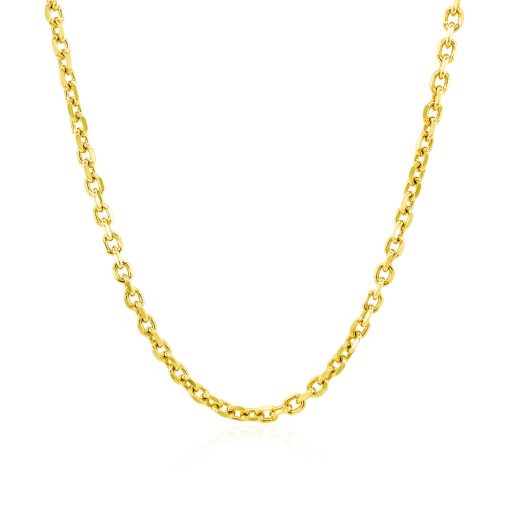 14k Yellow Gold Diamond Cut Cable Link Chain (2.20 mm) - Image 2