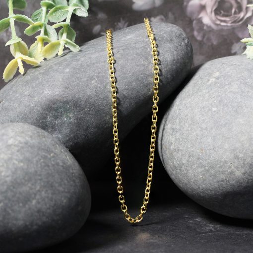 14k Yellow Gold Diamond Cut Cable Link Chain (2.20 mm) - Image 4
