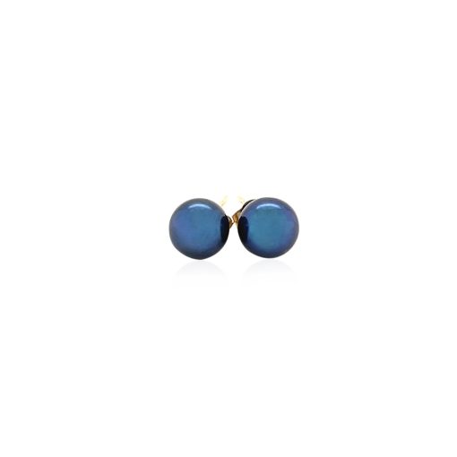 14k Yellow Gold Cultured Black Pearl Stud Earrings (6mm) - Image 2