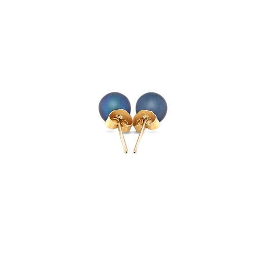 14k Yellow Gold Cultured Black Pearl Stud Earrings (6mm) - Image 3