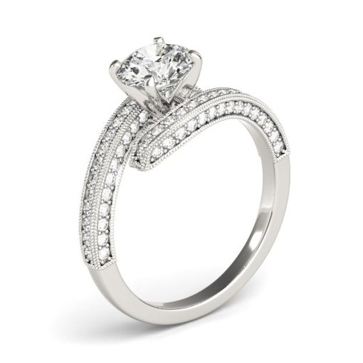 14k White Gold Round Diamond Bypass Style Engagement Ring (1 1/2 cttw) - Image 3