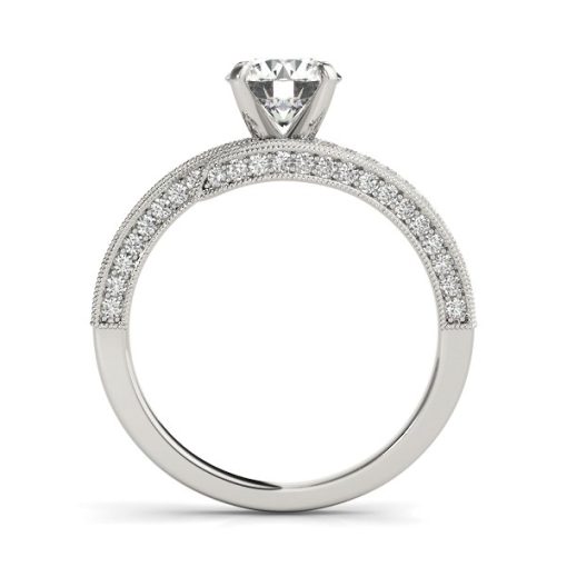 14k White Gold Round Diamond Bypass Style Engagement Ring (1 1/2 cttw) - Image 4