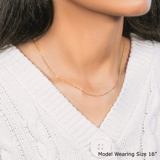 10k Yellow Gold Diamond Cut Cable Link Chain (1.10 mm) - Image 2