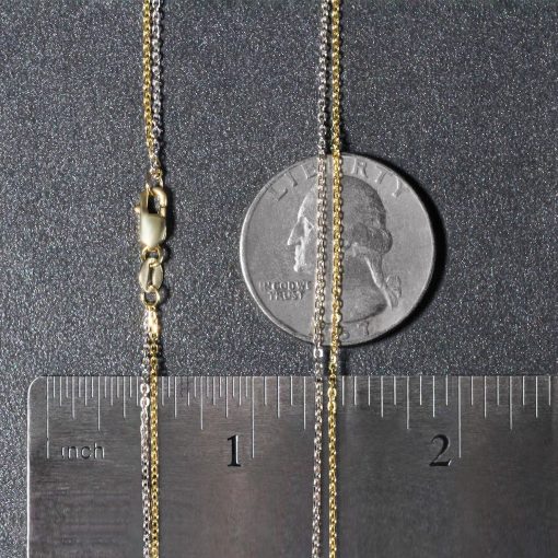14k Two-Tone Double Strand Cable Pendant Chain (1.10 mm) - Image 5