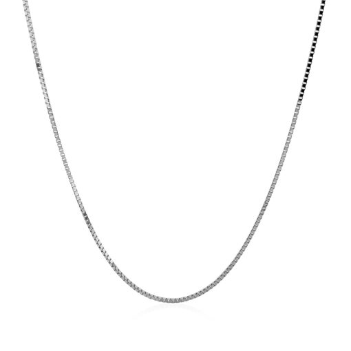 14k White Gold Classic Box Chain (0.75 mm) - Image 2