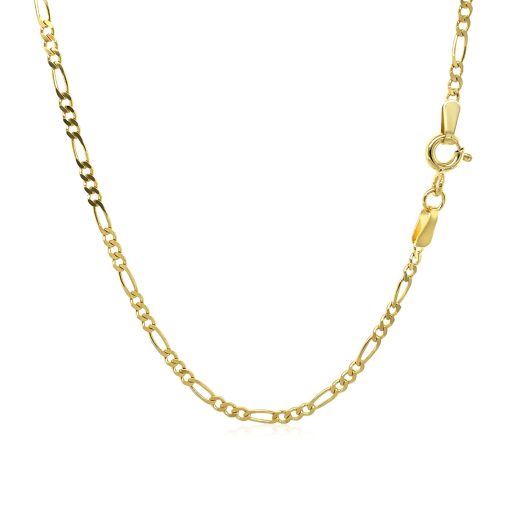 14k Yellow Gold Solid Figaro Chain (1.90 mm) - Image 3