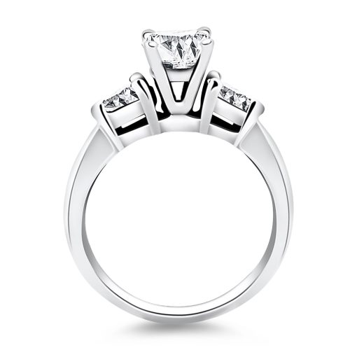 14k White Gold Diamond Three Stone Ring with Pear Shape Sides - Image 3