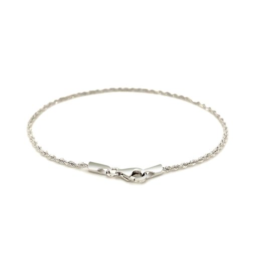 14k White Gold Solid Diamond Cut Rope Bracelet 1.5mm - Image 3