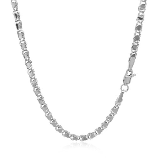 14k White Gold Heart Chain (3.00 mm) - Image 3