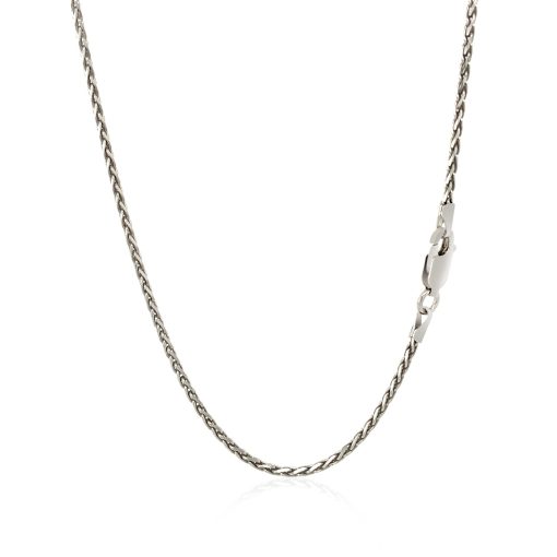 Sterling Silver Rhodium Plated Wheat Chain (1.50 mm) - Image 2