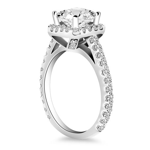 14k White Gold Princess Diamond Halo Cathedral Engagement Ring Mounting - Image 2