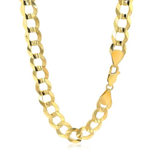 14k Yellow Gold Solid Curb Chain (10.00 mm) - Image 3