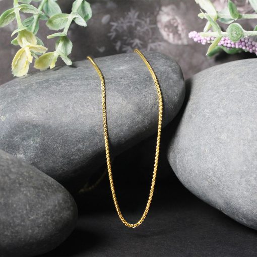 14k Yellow Gold Diamond Cut Round Wheat Chain (1.20 mm) - Image 4