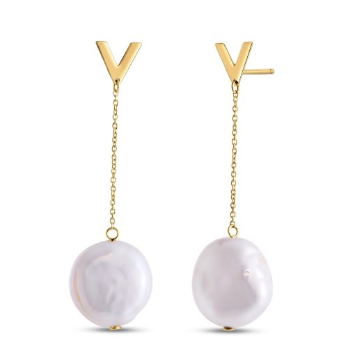 14k Yellow Gold Tesoro Pearl Drop Earrings