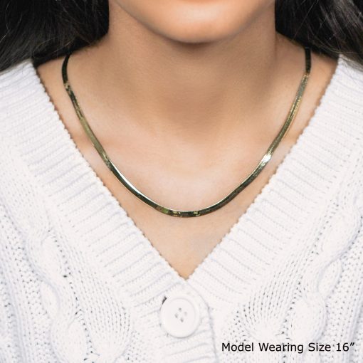 14k Yellow Gold Super Flex Herringbone Chain (3.80 mm) - Image 4