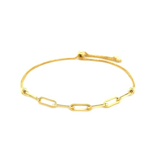 14K Yellow Gold Adjustable Bracelet with Paperclip Chain (1.00 mm) - Image 2