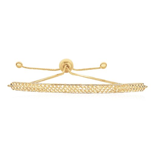 14k Yellow Gold Chain Bar Lariat Style Bracelet (1.00 mm) - Image 2