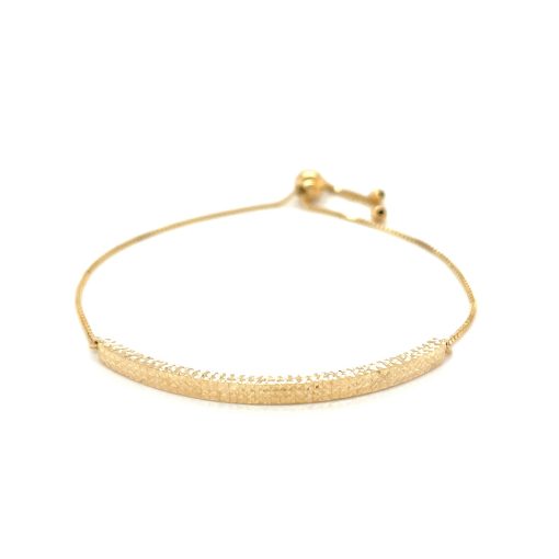 14k Yellow Gold Chain Bar Lariat Style Bracelet (1.00 mm) - Image 3
