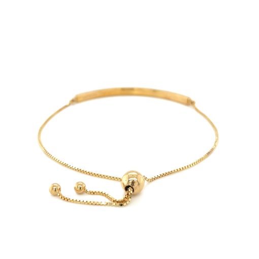 14k Yellow Gold Chain Bar Lariat Style Bracelet (1.00 mm) - Image 4