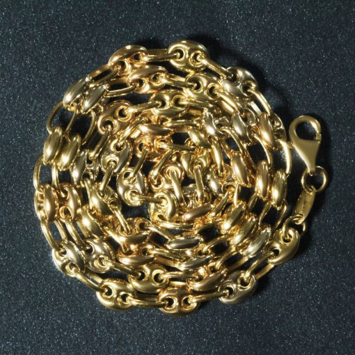 14k Tri Color Gold High Polish Puffed Mariner Link Chain (4.90 mm) - Image 5