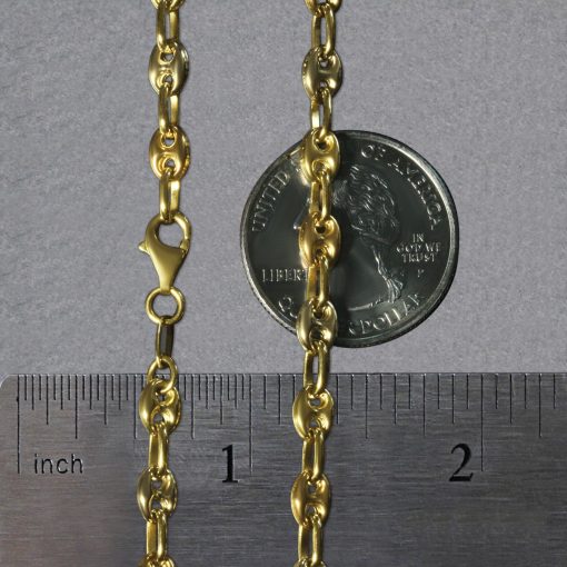 14k Tri Color Gold High Polish Puffed Mariner Link Chain (4.90 mm) - Image 6