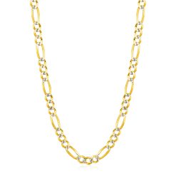 14K Yellow Gold Solid Pave Figaro Chain (5.90 mm)