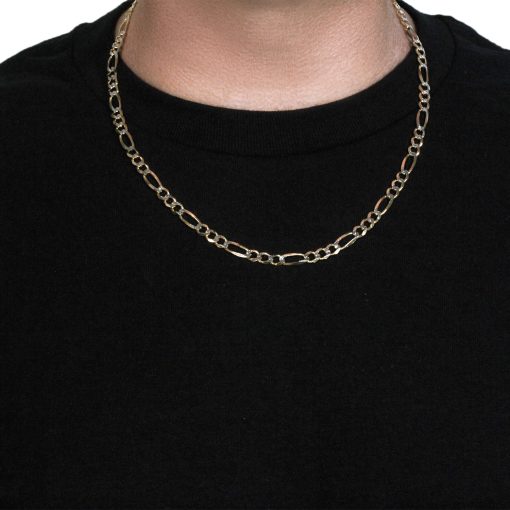 14K Yellow Gold Solid Pave Figaro Chain (5.90 mm) - Image 3