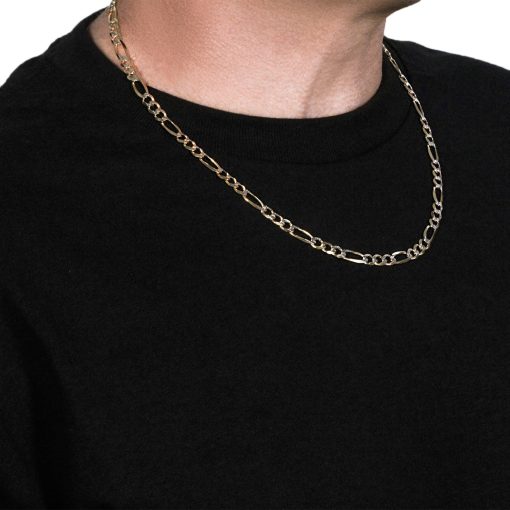 14K Yellow Gold Solid Pave Figaro Chain (5.90 mm) - Image 4