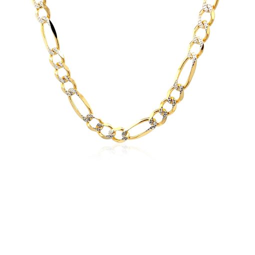 14K Yellow Gold Solid Pave Figaro Chain (5.90 mm) - Image 5