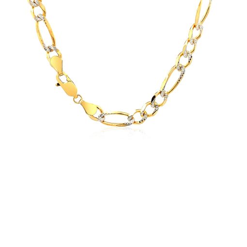 14K Yellow Gold Solid Pave Figaro Chain (5.90 mm) - Image 6