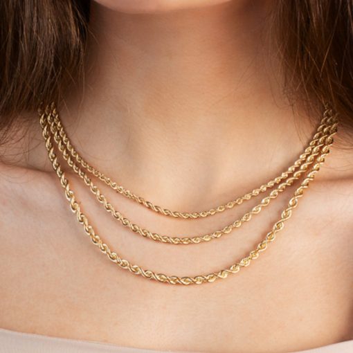 14k Yellow Gold Light Rope Chain (3.70 mm) - Image 3