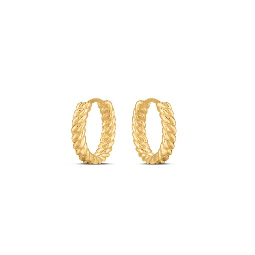 14k Yellow Gold Braided Huggie Hoops(3x12mm) - Image 2