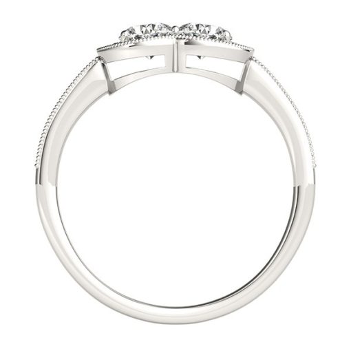 14k White Gold Two Stone Diamond Halo Ring (3/4 cttw) - Image 2