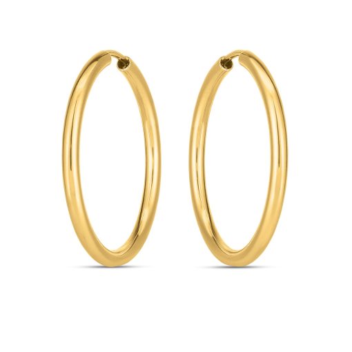 14k Yellow Gold Endless Round Hoop Earrings(2x21mm) - Image 2