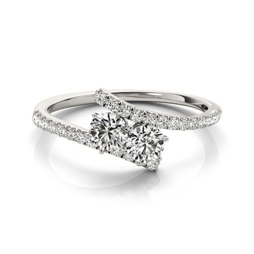 Two Stone Bypass Diamond Ring in 14k White Gold (3/4 cttw) - Image 3