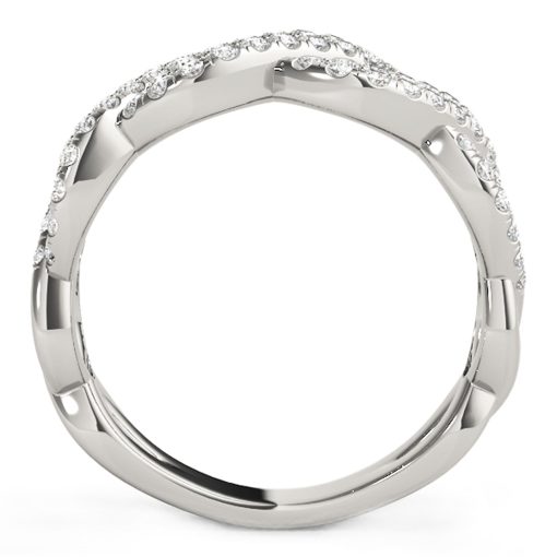 Diamond Studded Interlocking Waves Ring in 14k White Gold (5/8 cttw) - Image 3