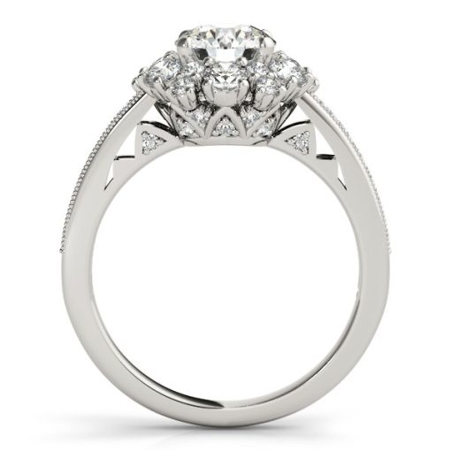 14k White Gold Antique Style Halo Round Diamond Engagement Ring (2 cttw) - Image 2