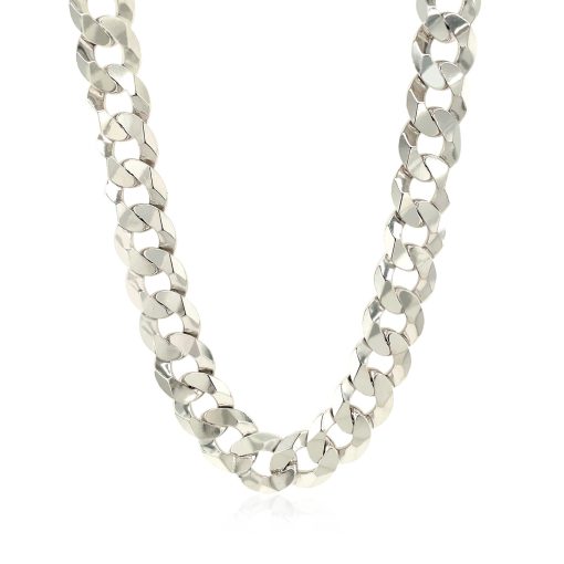 Rhodium Plated Sterling Silver Curb Style Chain (10.20 mm) - Image 2