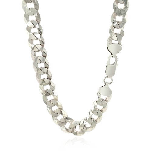 Rhodium Plated Sterling Silver Curb Style Chain (10.20 mm) - Image 3