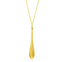 14k Yellow Gold Teardrop Shape Long Pendant