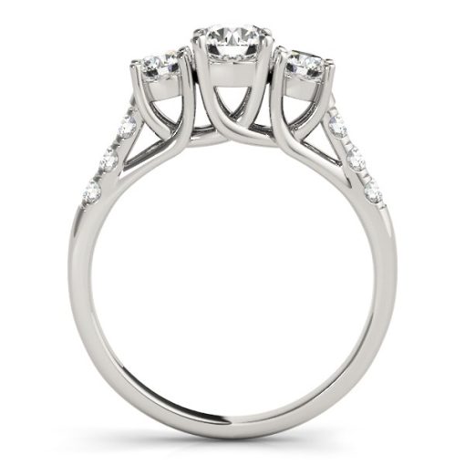 14k White Gold Trellis Set 3 Stone Round Diamond Engagement Ring (1 1/8 cttw) - Image 4