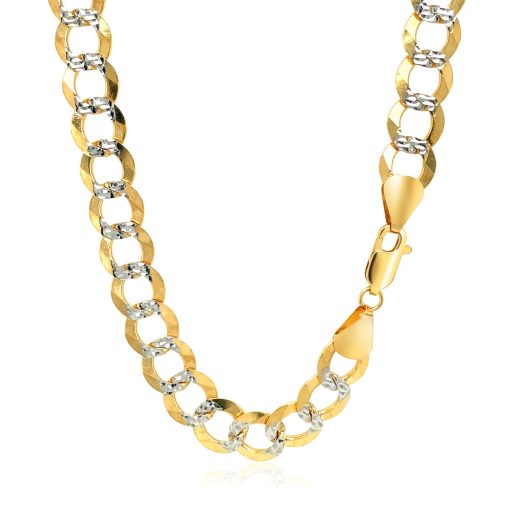 14k Two Tone Gold Pave Curb Chain (8.30 mm) - Image 3