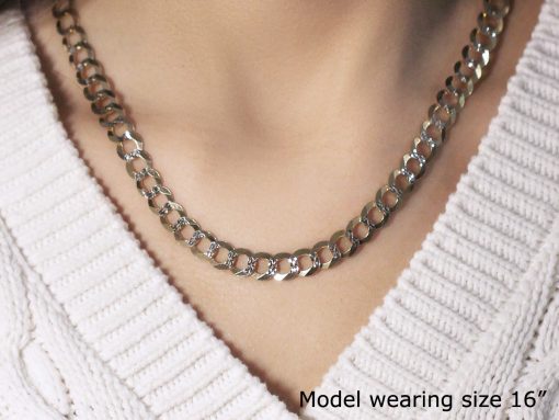 14k Two Tone Gold Pave Curb Chain (8.30 mm) - Image 4