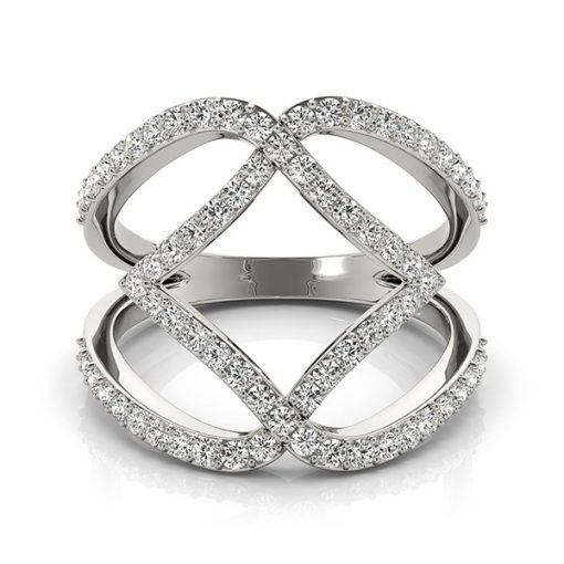 14k White Gold Entwined Design Diamond Dual Band Ring (3/4 cttw) - Image 2