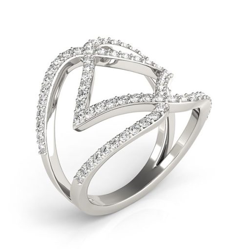 14k White Gold Entwined Design Diamond Dual Band Ring (3/4 cttw) - Image 3