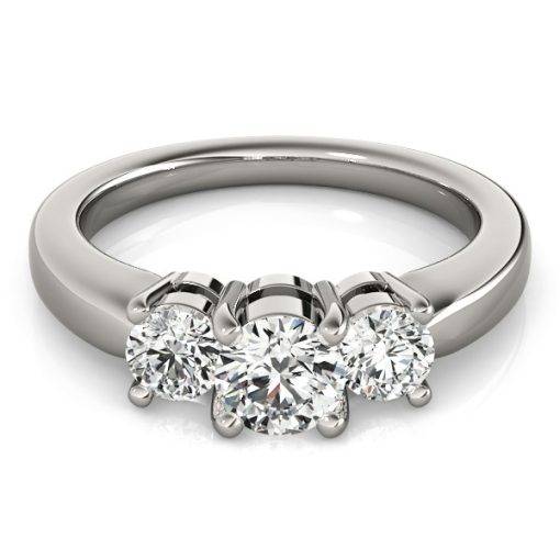 14k White Gold Timeless 3 Stone Round Diamond Engagement Ring (1 cttw) - Image 2