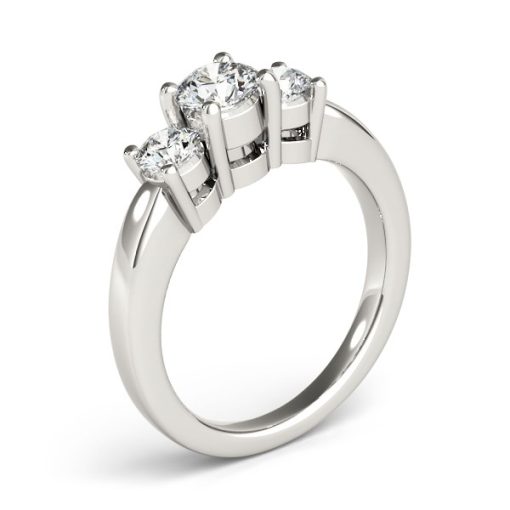 14k White Gold Timeless 3 Stone Round Diamond Engagement Ring (1 cttw) - Image 3
